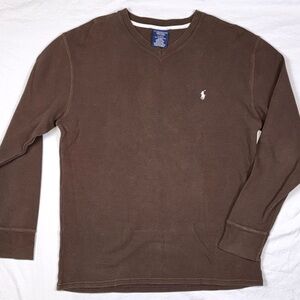 Polo Ralph Lauren Brown Thermal Waffle Sleepwear Top